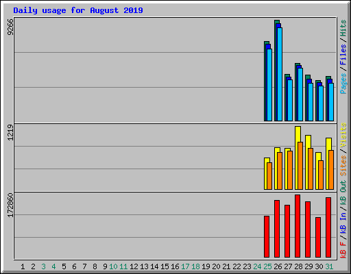 Daily usage for August 2019