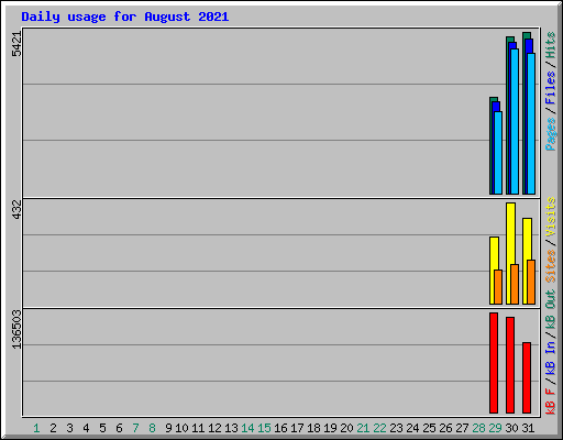 Daily usage for August 2021