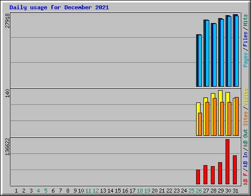 Daily usage for December 2021