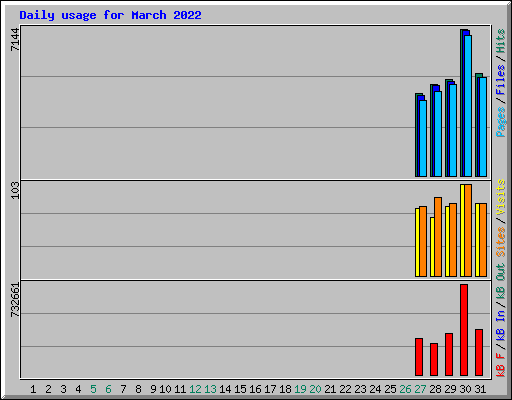 Daily usage for March 2022