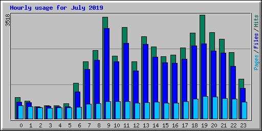 Hourly usage for July 2019